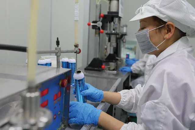 Factory interior with production equipment